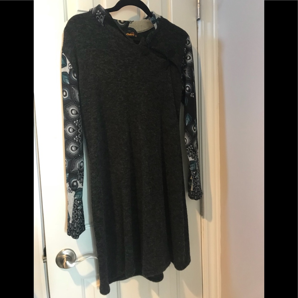 Gray sweater dress with arm detailing large